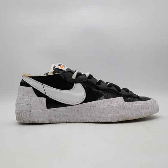 Nike x Sacai Blazer Low Men's Size 10 Black White Patent Leather DM6443-001 - Picture 1 of 9